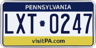 PA license plate LXT0247