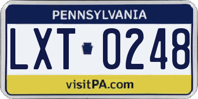 PA license plate LXT0248