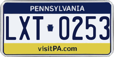 PA license plate LXT0253