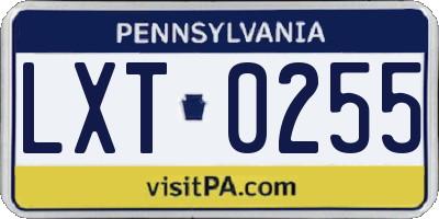 PA license plate LXT0255