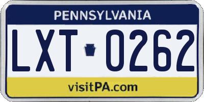 PA license plate LXT0262