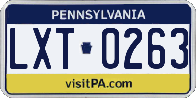 PA license plate LXT0263