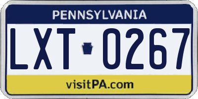 PA license plate LXT0267
