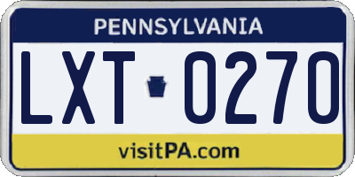 PA license plate LXT0270