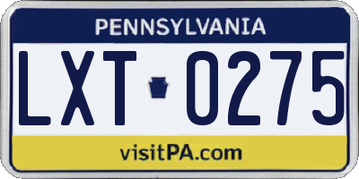 PA license plate LXT0275