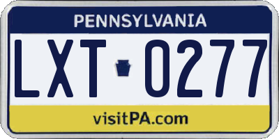 PA license plate LXT0277