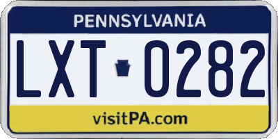 PA license plate LXT0282