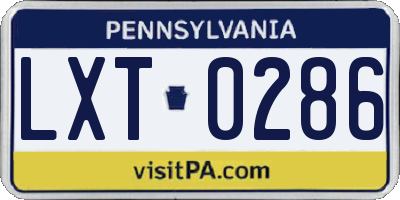 PA license plate LXT0286