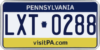 PA license plate LXT0288