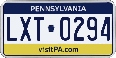 PA license plate LXT0294