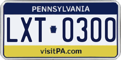 PA license plate LXT0300