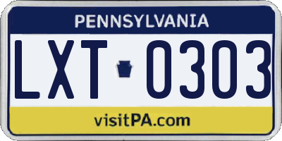 PA license plate LXT0303