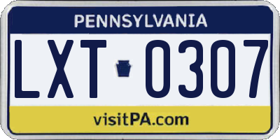 PA license plate LXT0307
