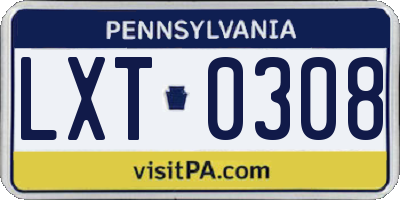 PA license plate LXT0308