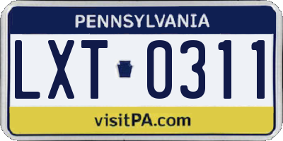 PA license plate LXT0311
