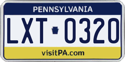 PA license plate LXT0320