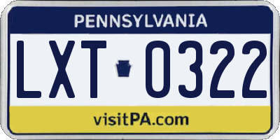 PA license plate LXT0322