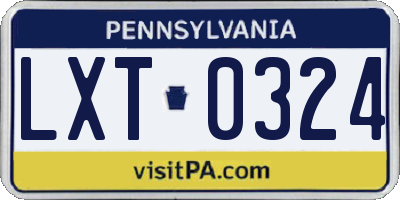 PA license plate LXT0324
