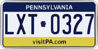 PA license plate LXT0327