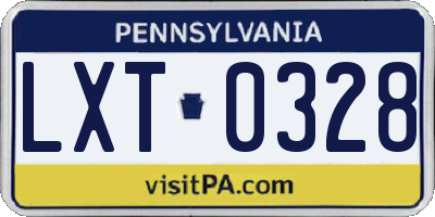 PA license plate LXT0328