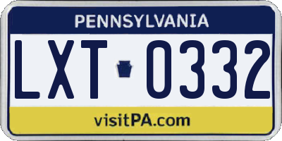 PA license plate LXT0332