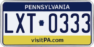 PA license plate LXT0333