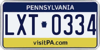 PA license plate LXT0334