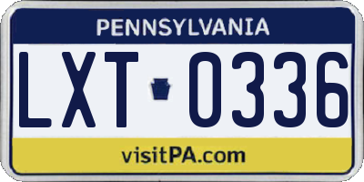 PA license plate LXT0336