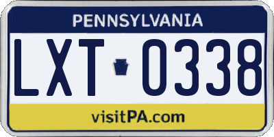 PA license plate LXT0338