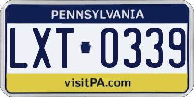PA license plate LXT0339