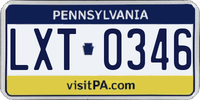PA license plate LXT0346
