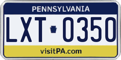 PA license plate LXT0350