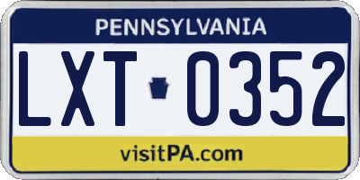 PA license plate LXT0352