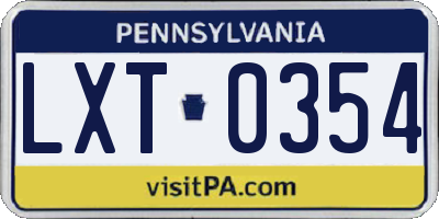 PA license plate LXT0354