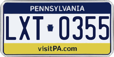 PA license plate LXT0355