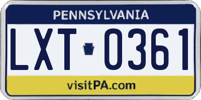 PA license plate LXT0361