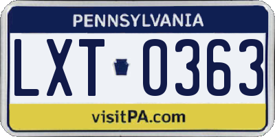 PA license plate LXT0363
