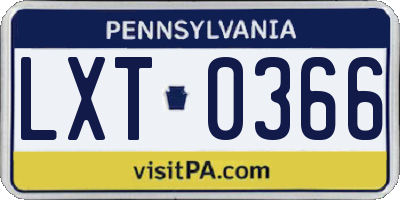 PA license plate LXT0366