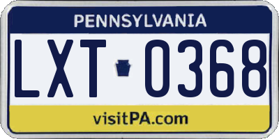 PA license plate LXT0368