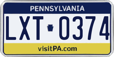 PA license plate LXT0374