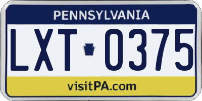 PA license plate LXT0375