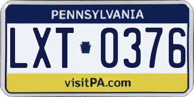 PA license plate LXT0376