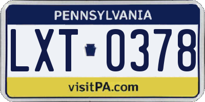 PA license plate LXT0378