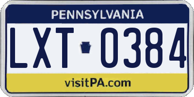 PA license plate LXT0384