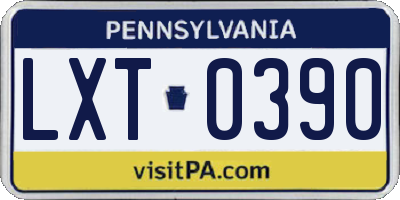 PA license plate LXT0390