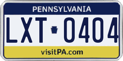 PA license plate LXT0404