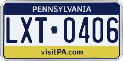 PA license plate LXT0406