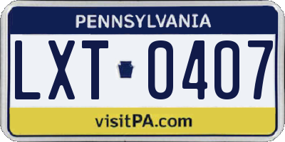 PA license plate LXT0407