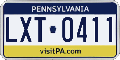 PA license plate LXT0411