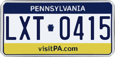 PA license plate LXT0415